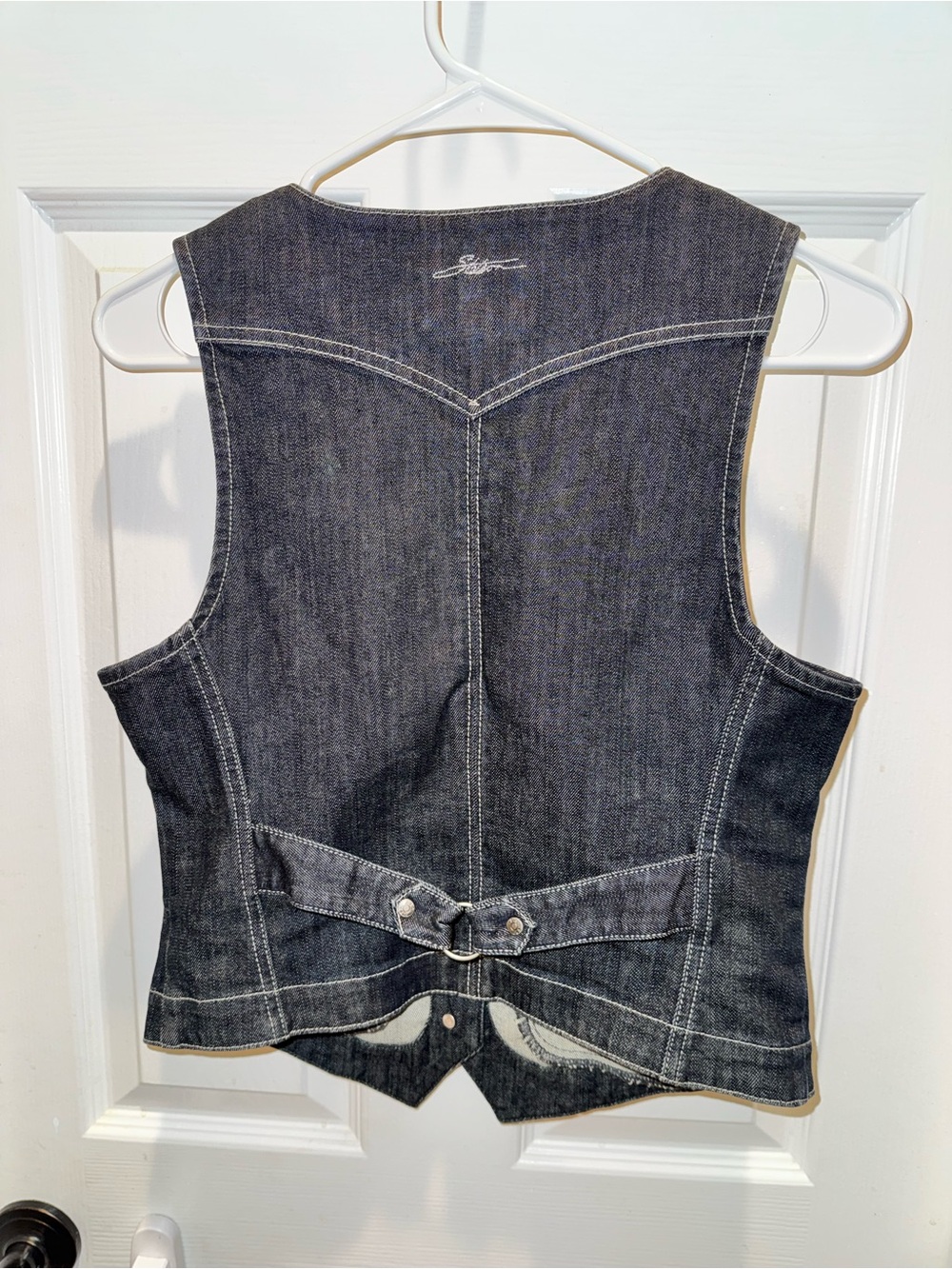 Stetson Western stretch Denim Vest dark wash  with Cream Label - Picture 6 of 9